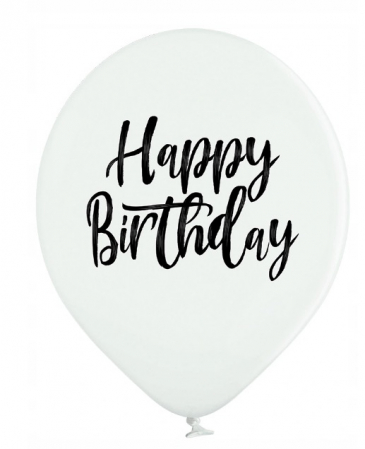 Set 6 baloane latex Happy Birthday alb si negru 30 cm [2]