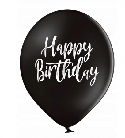 Set 6 baloane latex Happy Birthday alb si negru 30 cm [1]