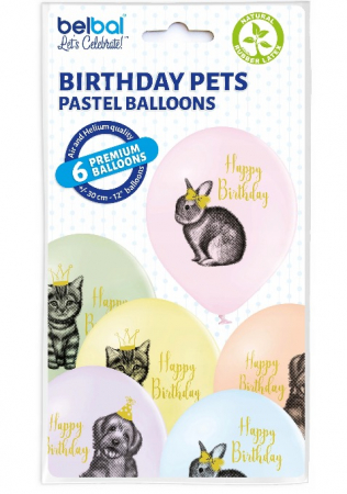 Set 6 baloane latex Happy Birthday animalute 30 cm [7]