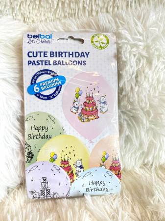 Set 6 baloane latex Happy Birthday tort 30 cm [3]