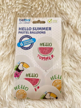 Set 6 baloane latex Hello Summer/Vara 30 cm [8]