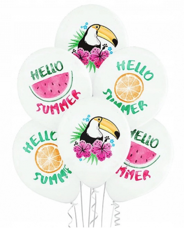 Baloane & seturi baloane din latex - Set 6 baloane latex Hello Summer/Vara 30 cm