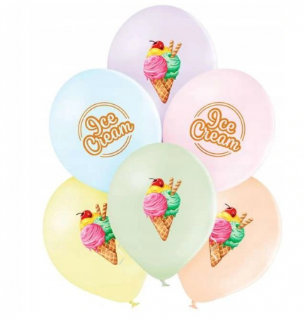 Unicorn - Decoratiuni pentru petrecere tematica - Set 6 baloane 'Ice Cream', BELBAL, Multicolor