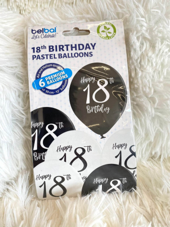 Set 6 baloane latex majorat alb negru 30 cm [5]
