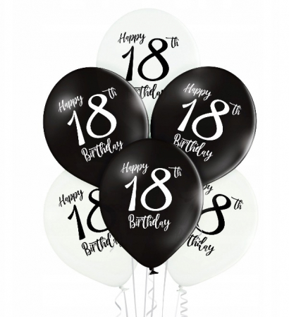Baloane din latex 30 cm - Set 6 baloane latex majorat alb negru 30 cm