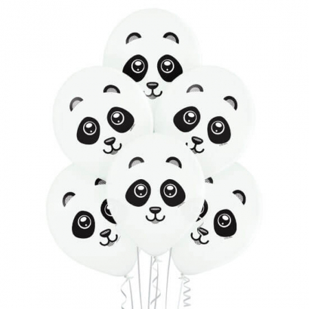 Zoo - Decoratiuni pentru petrecere tematica - Set 6 baloane latex Panda 27 cm
