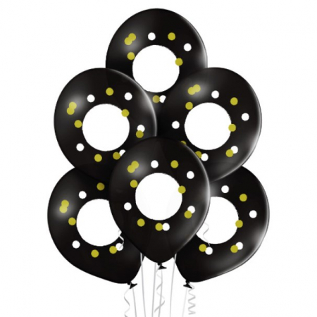 Set 6 baloane latex personalizabile negru cu alb 30 cm [1]