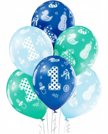 Set 6 baloane latex prima aniversare albastru 30cm [0]