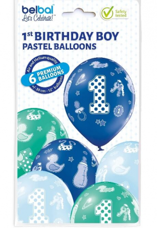 Set 6 baloane latex prima aniversare albastru 30cm [8]