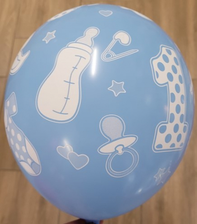 Set 6 baloane latex prima aniversare albastru 30cm [1]