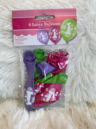 Set 6 baloane latex Prima Aniversare fata 27.5 cm [1]