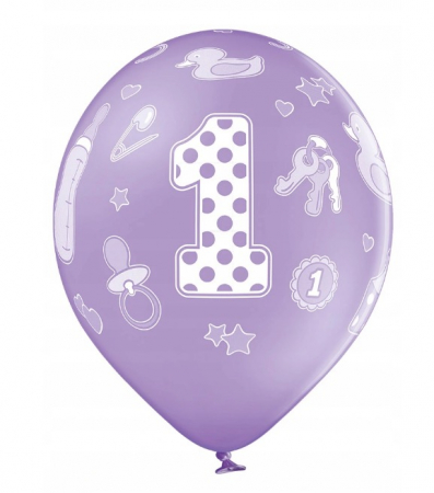 Set 6 baloane latex prima aniversare roz 30cm [7]