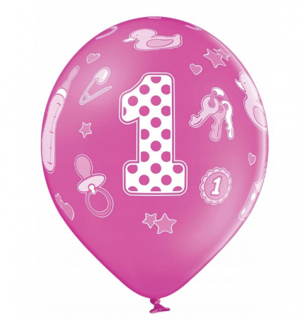 Set 6 baloane latex prima aniversare roz 30cm [11]