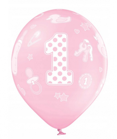 Set 6 baloane latex prima aniversare roz 30cm [4]