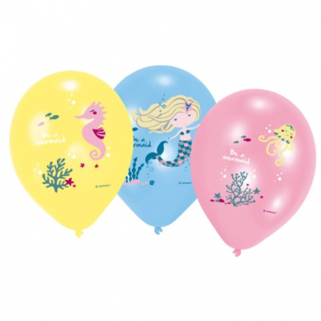Petreceri tematice - Decoratiuni & accesorii - Set 6 baloane latex Sirena / Be a mermaid 27.5 cm