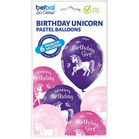 Set 6 baloane latex Unicorn Happy Birthday 30cm [7]