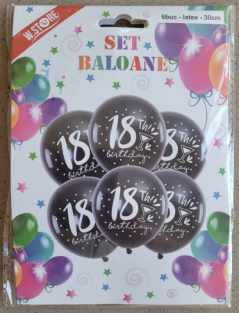 Set 6 baloane negre Majorat 18 ani 30 cm [3]