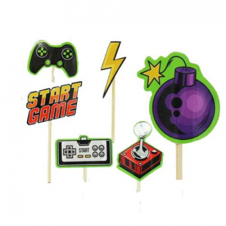 Set 6 decoratiuni briosa Jocuri / Gaming 4 cm