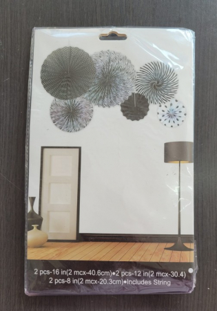 Set 6 decoratiuni tip evantai alb cu negru [3]