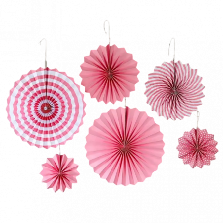 Accesorii pentru baloane - Set 6 decoratiuni tip evantai alb cu roz