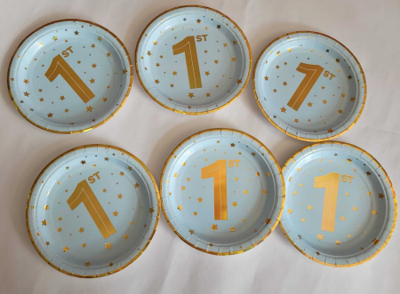 Set 6 farfurii carton 1 an albastru18 cm [3]