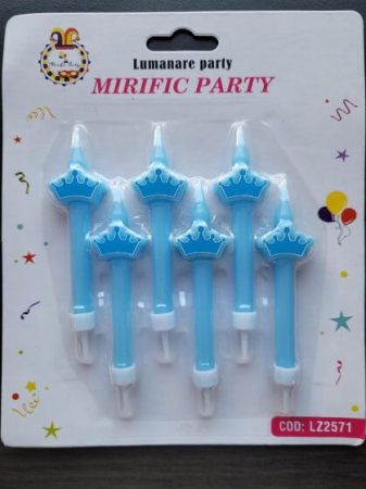 Set 6 lumanari albastre cu coroana 8 cm [2]