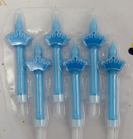 Set 6 lumanari albastre cu coroana 8 cm [1]