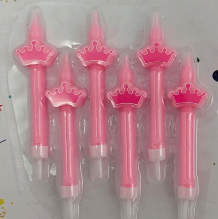 Set 6 lumanari roz cu coroana 8 cm [1]