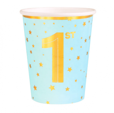 Pahare de unica folosinta pentru petrecere - Set 6 pahare carton,1an, albastru 220 ml