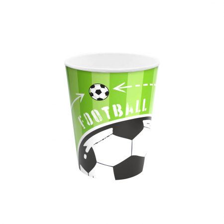Pahare de unica folosinta pentru petrecere - Set 6 pahare carton fotbal 220 ml