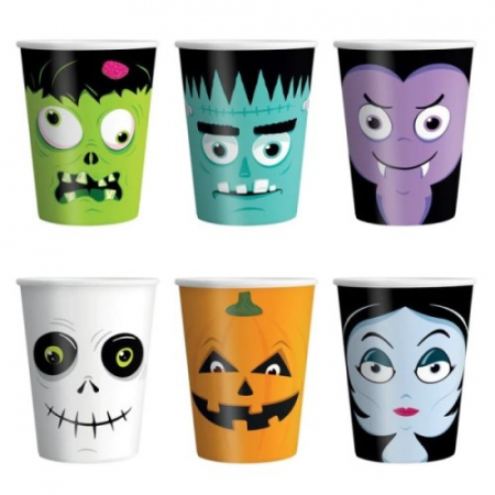 Pahare de unica folosinta pentru petrecere - Set 6 pahare carton Halloween 220 ml