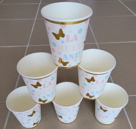 Set 6 pahare carton La multi ani fluturi 200 ml [2]