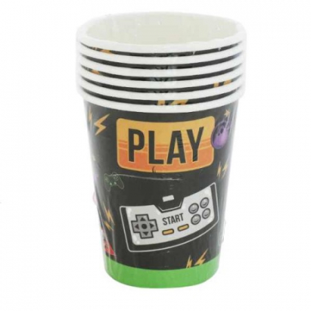 Pahare de unica folosinta pentru petrecere - Set 6 pahare Jocuri / Gaming 220 ml