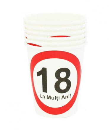 Majorat - Accesorii - Set 6 pahare majorat 18 ani 200 ml