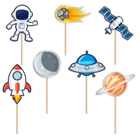 Toppere & Decoratiuni Tort - Set 7 decoratiuni briosa astronaut