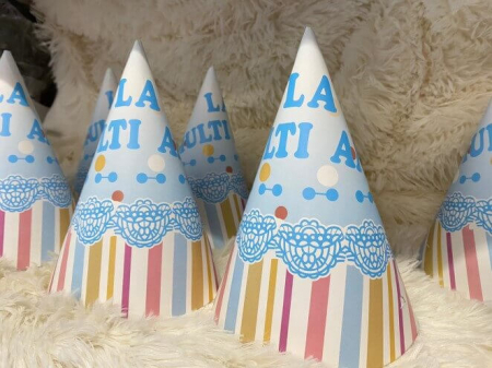Set 8 coifuri albastre cu La multi ani 13.5 * 21 cm [2]