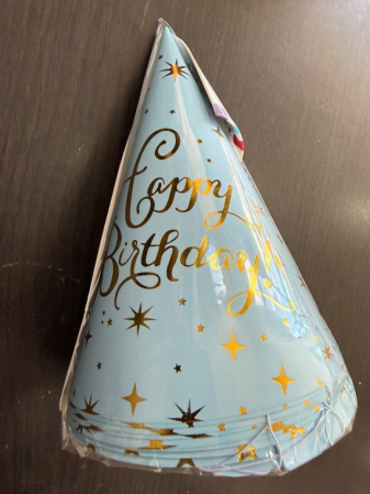 Set 8 coifuri albastru 16 cm Happy Birthday [1]