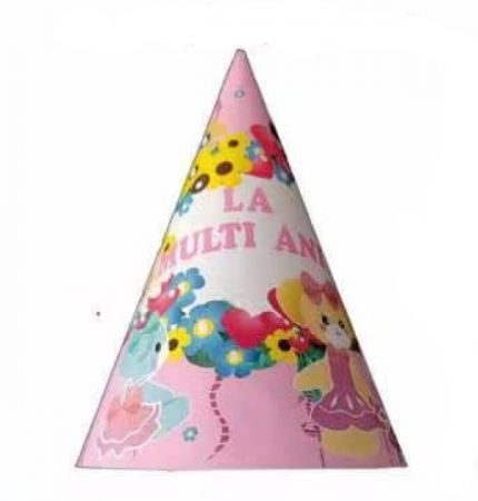 Fluturi - Baloane & Decoratiuni - Set 8 coifuri roz cu flori si ursuleti 13. 5 x 21 cm