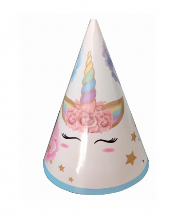 Unicorn - Decoratiuni pentru petrecere tematica - Set 8 coifuri pentru Petrecere, 21 cm, tip Unicorn