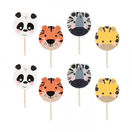 Zoo - Decoratiuni pentru petrecere tematica - Suport pentru tort, PartyPal, Multicolor, 8 bucati