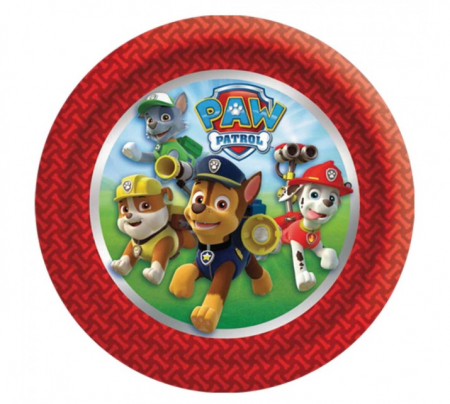 Farfurii unica folosinta - Set 8 farfurii carton Paw Patrol / Patrula Catelusilor 23 cm