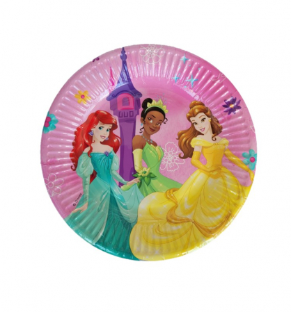 Farfurii unica folosinta - Set 8 farfurii carton Printese / Princess 19.5 cm
