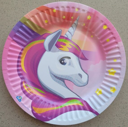 Set 8 farfurii carton Unicorn roz 18 cm [1]