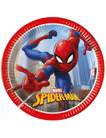 Farfurii unica folosinta - Set 8 farfurii cartonSpiderman 19.5 cm