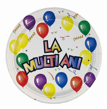 Farfurii unica folosinta - Set 8 farfurii La multi ani baloane 18 cm