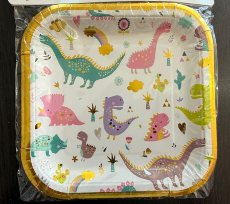 Set 8 farfurii patrate dinozaur 18 cm [1]