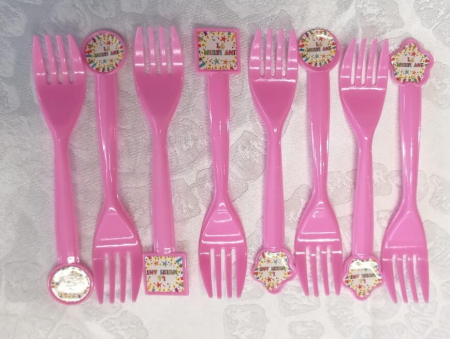 Set 8 furculite La multi ani roz 14,5 cm [3]