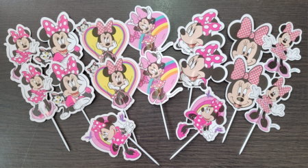 Set 8 modele decor hartie tort / briosa Minnie Mouse 16 buc [2]