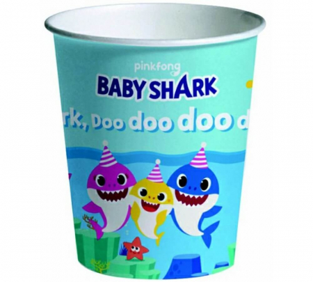 Baby Shark - Baloane - Set 8 pahare carton Baby Shark bio 250 ml