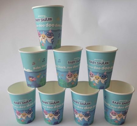 Set 8 pahare carton Baby Shark bio 250 ml [3]